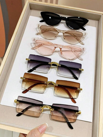 6pairs women’s square rimless and plastic decorative sunglasses