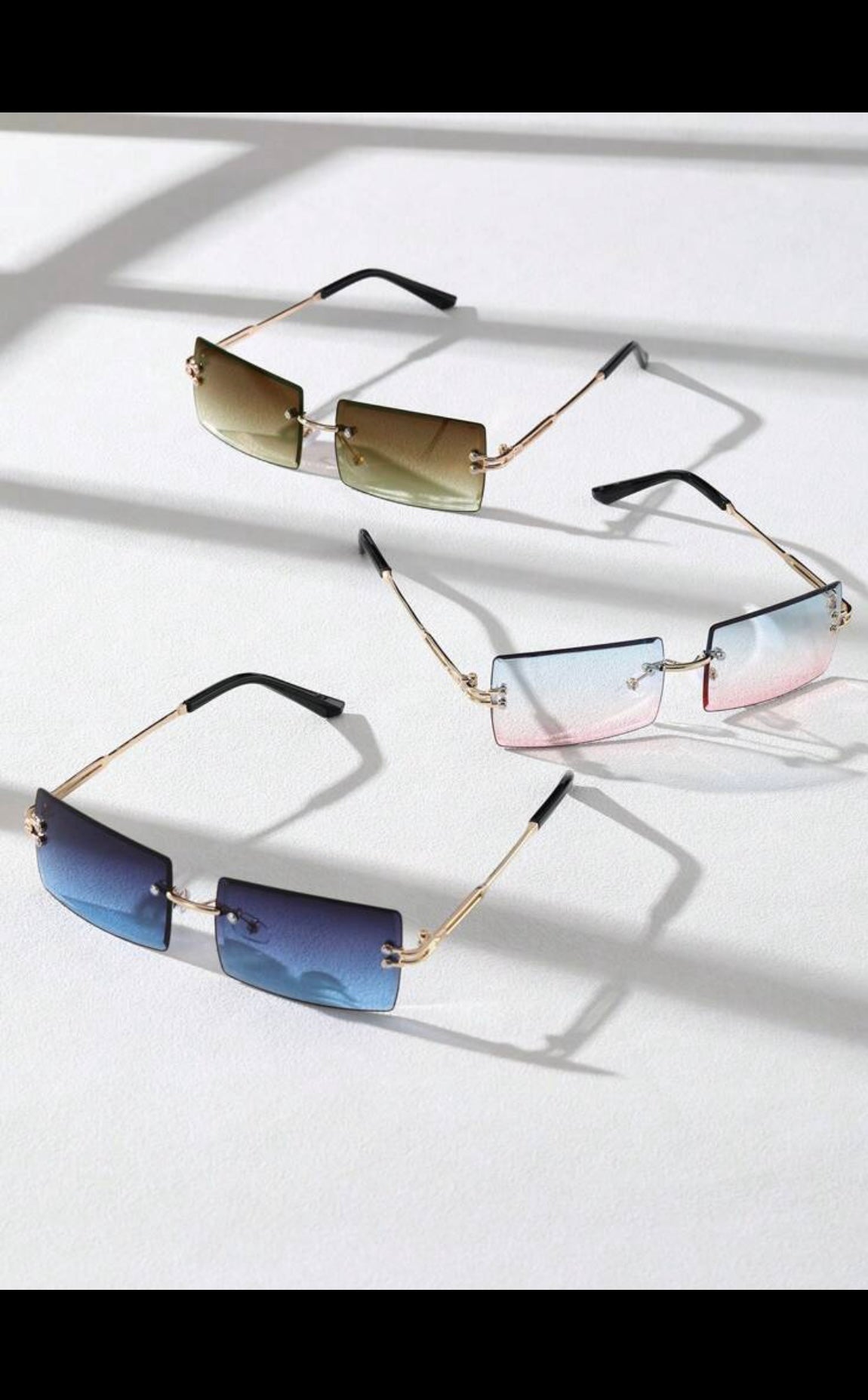 5pairs men rimless square lens fashion glasses