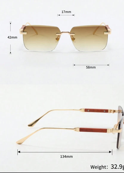 1Pair Rectangular Metal Frame sunglasses