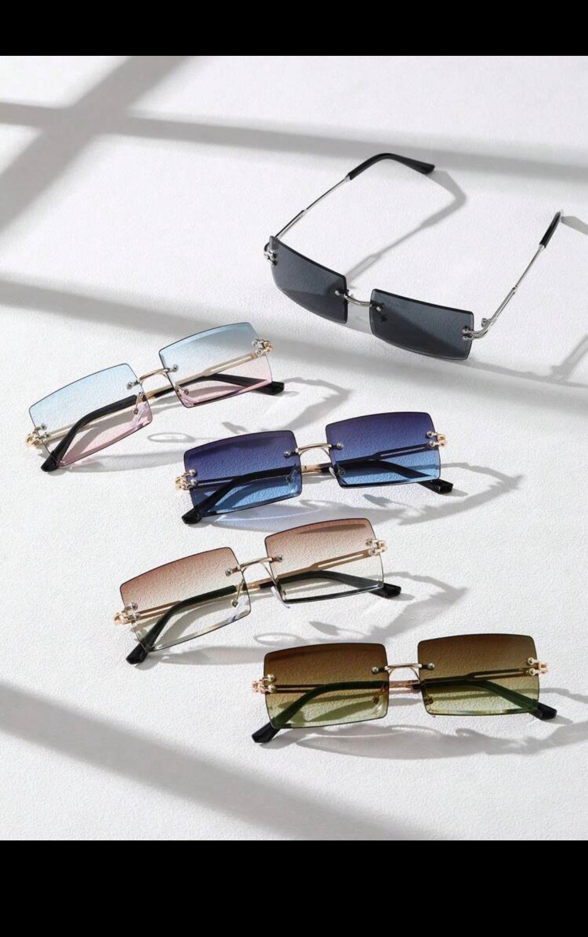 5pairs men rimless square lens fashion glasses