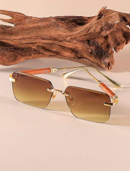 1Pair Rectangular Metal Frame sunglasses