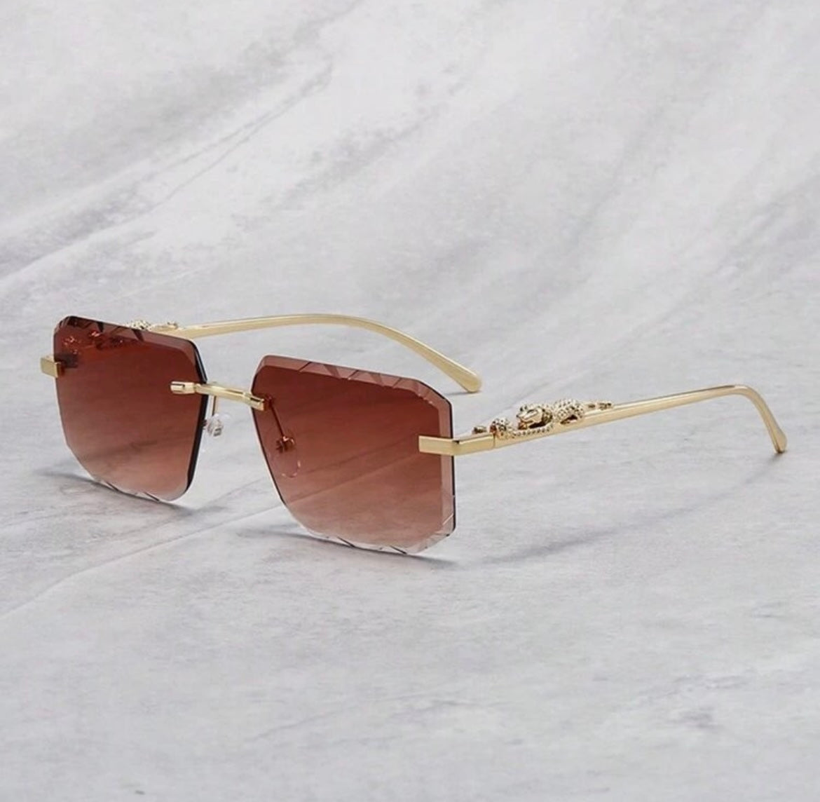 Leopard Print Rimless Square Sunglass.