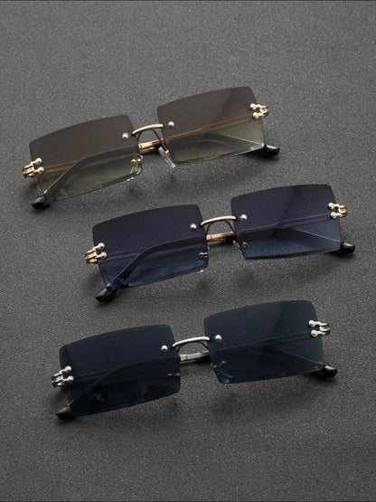 3pairs Men Metal Square Frame sunglasses.