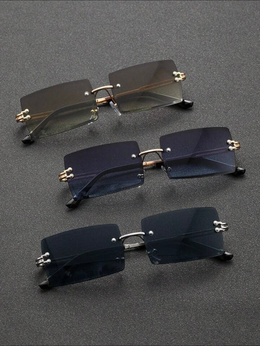 3pairs Men Metal Square Frame sunglasses.