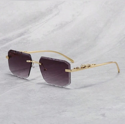 Leopard Print Rimless Square Sunglass.