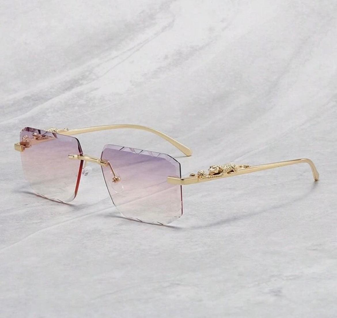 Leopard Print Rimless Square Sunglass.