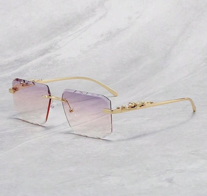 Leopard Print Rimless Square Sunglass.