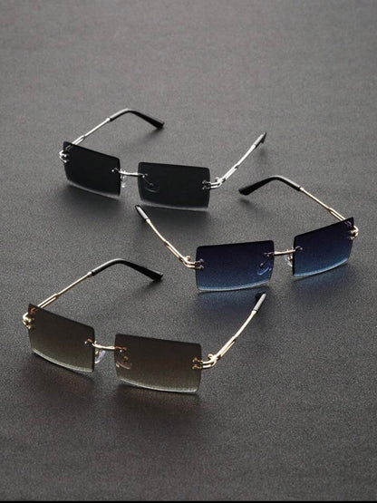 3pairs Men Metal Square Frame sunglasses.