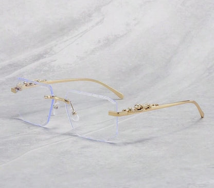 Leopard Print Rimless Square Sunglass.