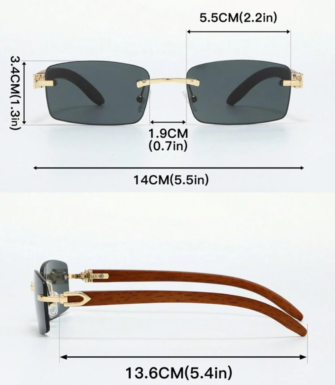 6pairs unisex rimless retro rectangular frame fashion sunglasses