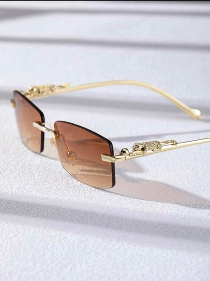 Men Square Rimless Fashion Glasses