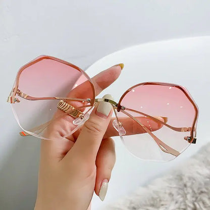 Women's Stylish Rimless Sunglasses With Gradient Lenses