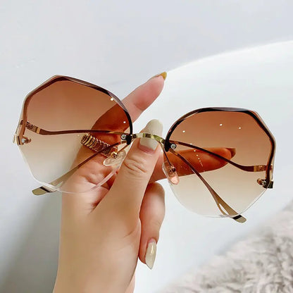 Women's Stylish Rimless Sunglasses With Gradient Lenses